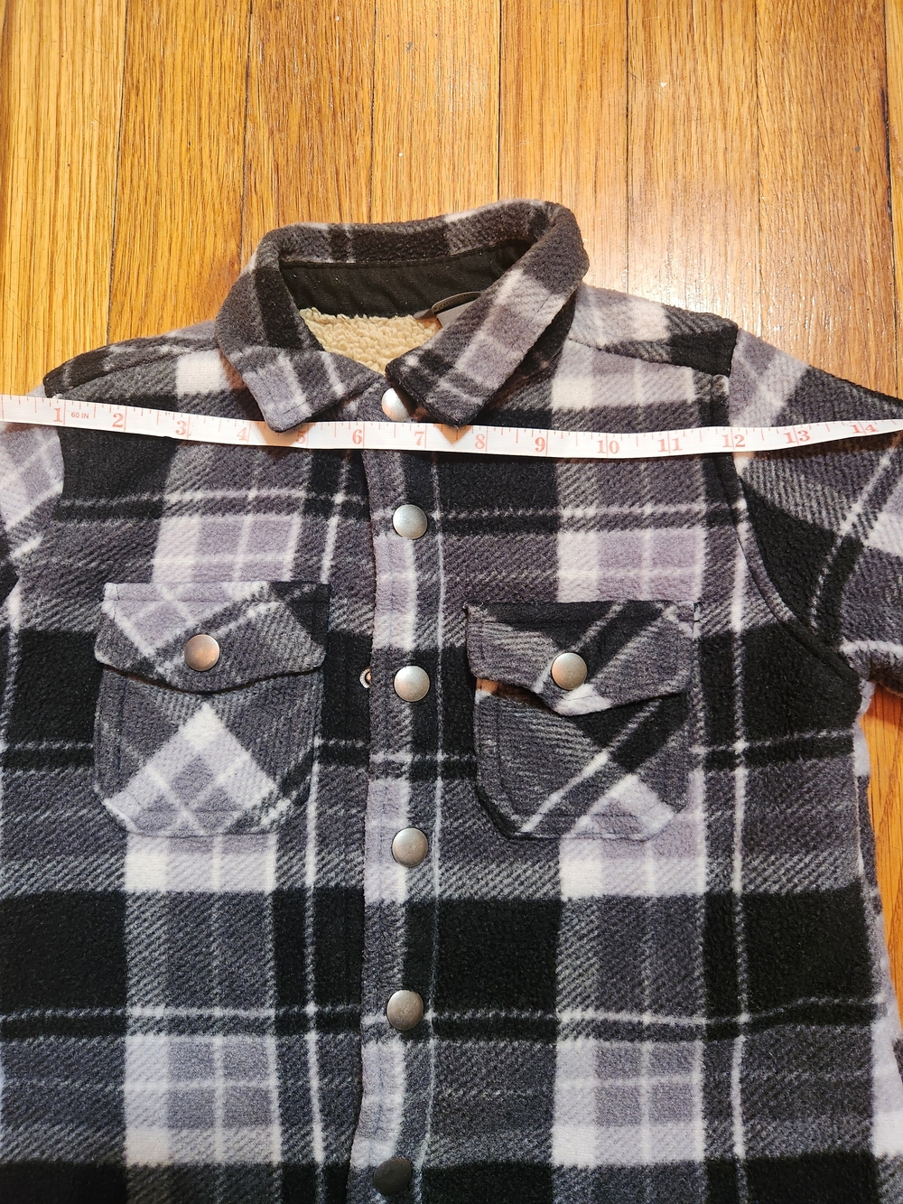 Eddie Bauer Black & Gray Plaid Sherpa-Lined Kids Jacket Size 4/5 - Picture 14 of 15